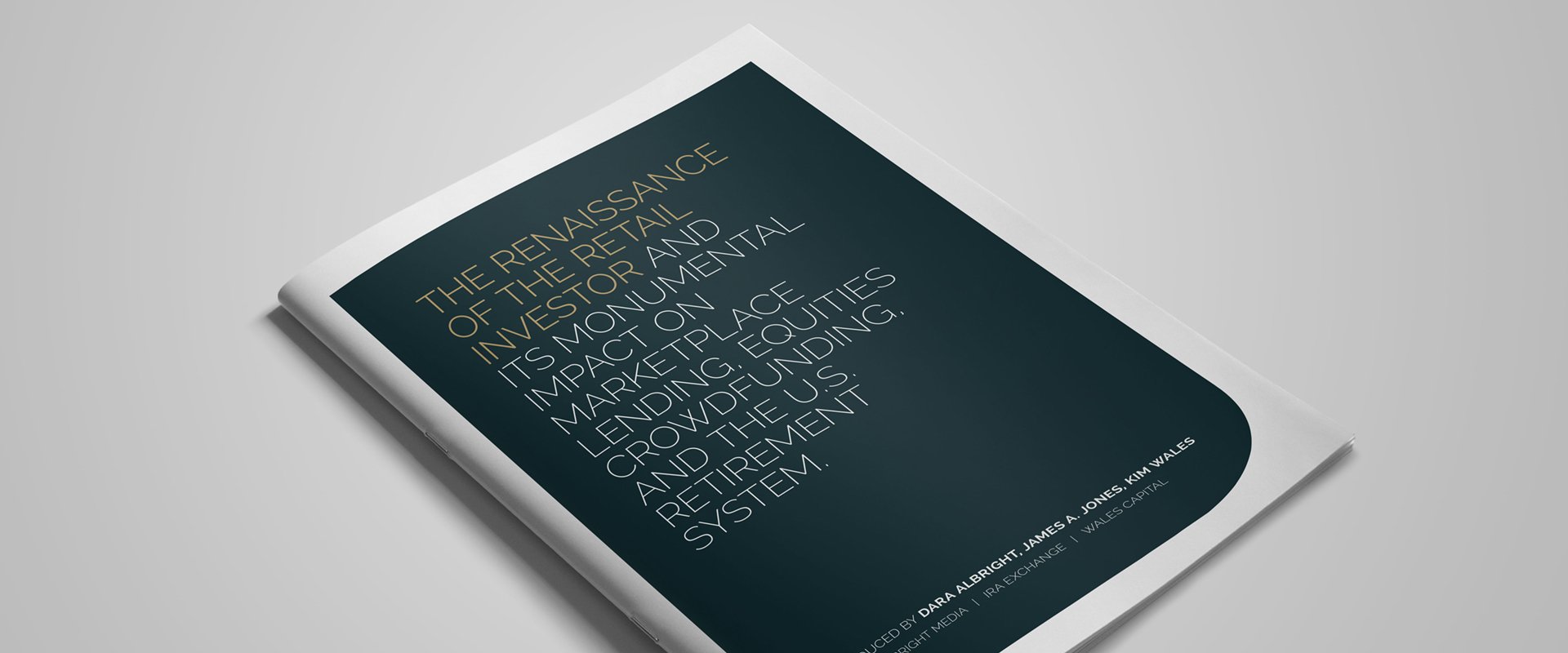 Financial white paper cover using typography as a focal point and colours of money.